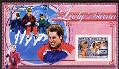 Guinea - Conakry 2006 Princess Diana imperf s/sheet #01 containing 1 value (In ski lift) unmounted mint Yv 343, stamps on royalty, stamps on diana, stamps on charles, stamps on william, stamps on harry, stamps on skiing