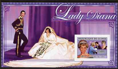 Guinea - Conakry 2006 Princess Diana imperf s/sheet #06 containing 1 value (in Wedding Dress) unmounted mint Yv 348, stamps on royalty, stamps on diana, stamps on charles, stamps on william, stamps on harry, stamps on 
