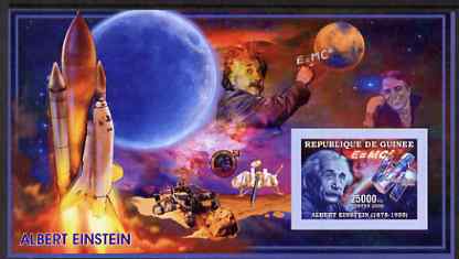 Guinea - Conakry 2006 Albert Einstein imperf s/sheet #1 containing 1 value (Space Shuttle & Hubble Telescope) unmounted mint Yv 319, stamps on personalities, stamps on einstein, stamps on maths, stamps on physics, stamps on nobel, stamps on science, stamps on judaica, stamps on shuttle, stamps on telescopes, stamps on personalities, stamps on einstein, stamps on science, stamps on physics, stamps on nobel, stamps on maths, stamps on space, stamps on judaica, stamps on atomics
