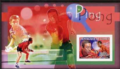 Guinea - Conakry 2006 Sporting Stars imperf s/sheet #3 containing 1 value (Ma Lin) unmounted mint Yv 336, stamps on personalities, stamps on sport, stamps on table tennis