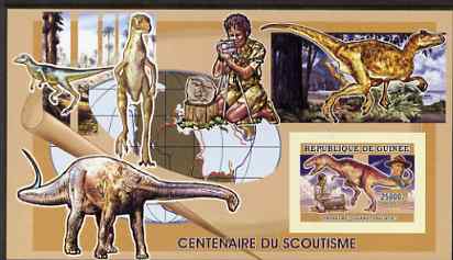 Guinea - Conakry 2006 Centenary of Scouting imperf s/sheet #02 containing 1 value (Dinosaurs) unmounted mint Yv 338, stamps on scouts, stamps on dinosaurs