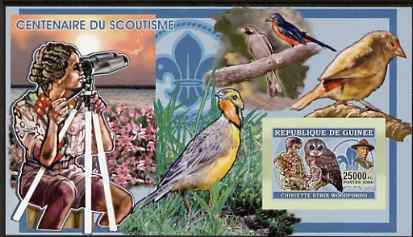 Guinea - Conakry 2006 Centenary of Scouting imperf s/sheet #04 containing 1 value (Owls) unmounted mint Yv 340, stamps on scouts, stamps on birds, stamps on birds of prey, stamps on owls