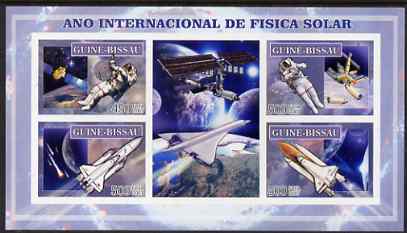 Guinea - Bissau 2007 International Space Year (Concorde & Shuttle) imperf sheetlet containing 4 values & 2 labels unmounted mint, stamps on space, stamps on shuttle, stamps on concorde, stamps on aviation
