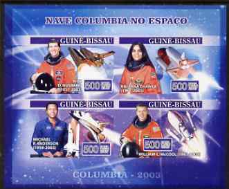 Guinea - Bissau 2007 Space Shuttle Columbia imperf sheetlet containing 4 values unmounted mint, Yv 2286-89, stamps on personalities, stamps on space, stamps on disasters