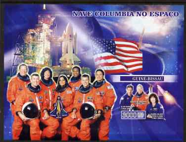 Guinea - Bissau 2007 Space Shuttle Columbia imperf s/sheet containing 1 value unmounted mint, Yv 336, stamps on personalities, stamps on space, stamps on disasters