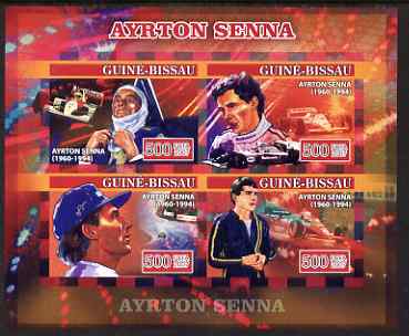 Guinea - Bissau 2007 Ayrton Senna imperf sheetlet containing 4 values unmounted mint, Yv 2294-97, stamps on personalities, stamps on sport, stamps on formula 1, stamps on  f1 , stamps on racing cars, stamps on cars, stamps on 