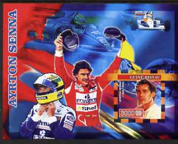 Guinea - Bissau 2007 Ayrton Senna imperf s/sheet containing 1 value unmounted mint, Yv 338, stamps on personalities, stamps on sport, stamps on formula 1, stamps on  f1 , stamps on racing cars, stamps on cars, stamps on 