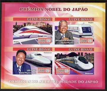 Guinea - Bissau 2007 Japanese Nobel Prize Winners imperf sheetlet containing 4 values unmounted mint, Yv 2322-25, stamps on , stamps on  stamps on personalities, stamps on  stamps on nobel, stamps on  stamps on railways, stamps on  stamps on physics