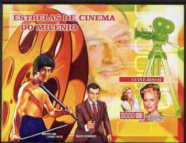 Guinea - Bissau 2007 Cinema Stars imperf s/sheet containing 1 value (Grace Kelly, Bruce Lee & Connery) unmounted mint, Yv 348, stamps on personalities, stamps on cinema, stamps on movies, stamps on films, stamps on martial arts, stamps on  spy , stamps on cameras, stamps on scots, stamps on scotland