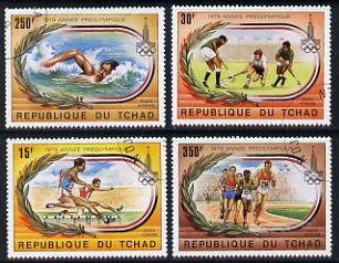 Chad 1979 Moscow Olympics set of 4 cto used (Hurdles, Hockey, Swimming, Running) SG 573-76, stamps on sport    field hockey   swimming   running   hurdles    olympics