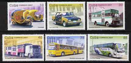 Cuba 2007 Transport perf set of 6 values unmounted mint, stamps on transport, stamps on cars, stamps on trucks, stamps on buses