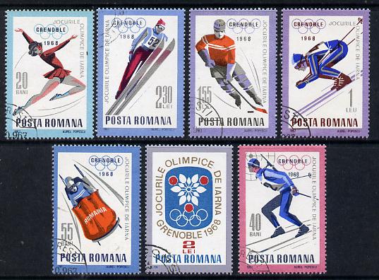 Rumania 1967 Grenoble Winter Olympics set of 7 cto used, Mi 2620-26, SG 3495-3501, stamps on olympics, stamps on sport, stamps on ice dance, stamps on skiing, stamps on bobsled, stamps on ice hockey, stamps on 