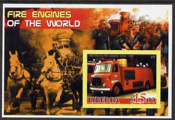 Liberia 2005 Fire Engines of the World #04 imperf s/sheet unmounted mint, stamps on fire, stamps on horses
