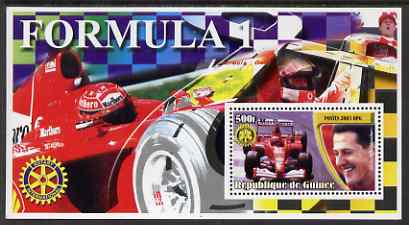 Guinea - Conakry 2003 Formula 1 perf s/sheet #4 containing 1 value (Michael Schumacher) with Rotary logo unmounted mint, stamps on , stamps on  stamps on personalities, stamps on  stamps on  f1 , stamps on  stamps on formula 1, stamps on  stamps on racing cars, stamps on  stamps on cars, stamps on  stamps on rotary