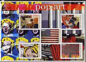 Comoro Islands 2005 Paintings (Pop Art) large imperf sheetlet containing 5 values unmounted mint, stamps on arts, stamps on flags