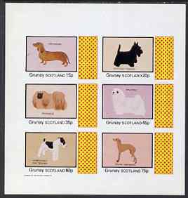 Grunay 1983 Dogs (Dachshund, Scottie, Peke, Maltese etc) imperf set of 6 values (15p to 75p) unmounted mint, stamps on animals    dogs     