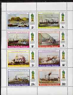Bernera 1980 London 1980 opt on Rowland Hill (Ships - Ironwitch, Savannah, Paddle Streamers, etc) perf  set of 8 values unmounted mint, stamps on postal, stamps on ships, stamps on rowland hill, stamps on stamp exhibitions