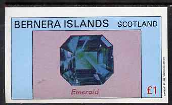 Bernera 1983 Precious Stones (Emerald) imperf souvenir sheet (Â£1 value) unmounted mint, stamps on jewellry, stamps on minerals