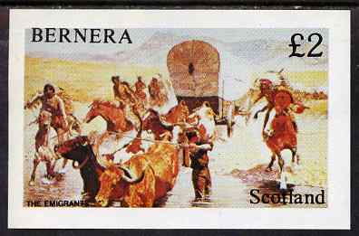 Bernera 1981? Wild West imperf deluxe sheet (Â£2 value - The Emigrants) unmounted mint, stamps on americana, stamps on indians
