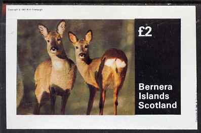 Bernera 1981 Deer #2 imperf deluxe sheet (Â£2 value) unmounted mint, stamps on animals, stamps on deer