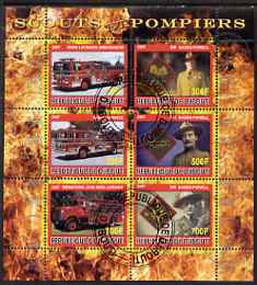 Djibouti 2007 Scouts & Fire Engines #1 perf sheetlet containing 6 values fine cto used , stamps on fire, stamps on scouts