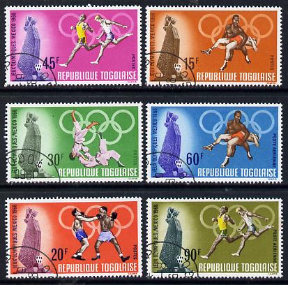 Togo 1968 Mexico Olympic Games set of 6 cto used SG 603-608, stamps on olympics  sport  wrestling  boxing   judo   running, stamps on martial arts
