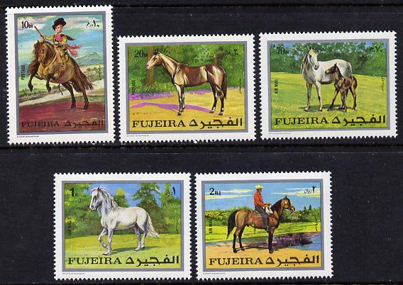 Fujeira 1970 Horses perf set of 5 (Mi 582-6A) unmounted mint, stamps on , stamps on  stamps on animals  horse
