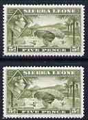 Sierra Leone 1938-44 KG6 Rice Harvesting 5d two good shades (sage-green & olive-green recognised by CW catalogue) both unmounted mint, SG194 & 194var*, stamps on rice, stamps on food, stamps on agriculture