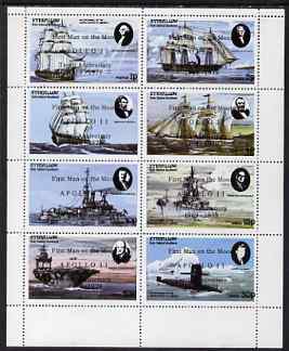 Eynhallow 1979 Tenth Anniversary of Apollo 11 opt'd on USA Bicentenary (Ships & US Presidents) perf  set of 8 values unmounted mint, stamps on ships, stamps on americana, stamps on submarines, stamps on apollo, stamps on space, stamps on flat tops, stamps on usa-presidents, stamps on lincoln, stamps on kennedy