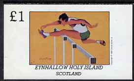 Eynhallow 1981 Hurdling imperf souvenir sheet (Â£1 value) unmounted mint, stamps on sport, stamps on hurdles, stamps on hurdling