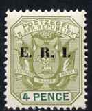 Transvaal 1901-02 E.R.I. overprint on 4d sage-green & green unmounted mint, SG 241, stamps on , stamps on  qv , stamps on 