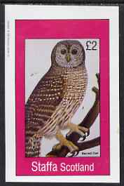 Staffa 1983 Barred Owl imperf deluxe sheet (Â£2 value) unmounted mint, stamps on birds, stamps on birds of prey, stamps on owls