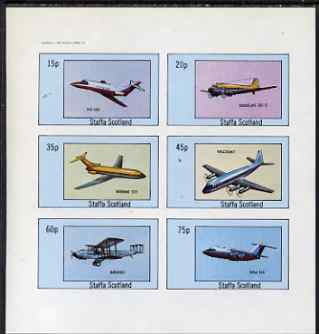 Staffa 1982 Aircraft #7 imperf set of 6 values unmounted mint, stamps on aviation, stamps on douglas, stamps on boeing, stamps on viscount, stamps on  bae , stamps on 