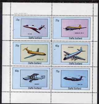 Staffa 1982 Aircraft #7 perf set of 6 values unmounted mint, stamps on aviation, stamps on douglas, stamps on boeing, stamps on viscount, stamps on  bae , stamps on 