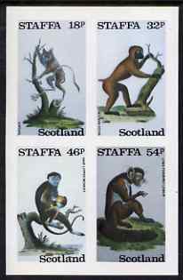 Staffa 1983 Primates imperf set of 4 values unmounted mint, stamps on , stamps on  stamps on animals, stamps on  stamps on apes