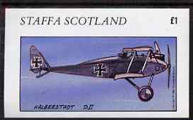Staffa 1981 Halberstadt DII imperf souvenir sheet (Â£1 value) unmounted mint, stamps on aviation