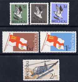 Brecqhou 1969 definitive set of 6 unmounted mint (Rosen B1-6) on sale for one day only with only 25,000 sets produced, stamps on birds, stamps on flags, stamps on aviation, stamps on helicopters, stamps on sea gulls