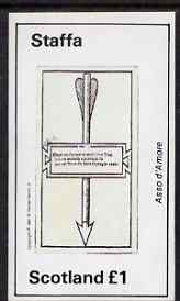 Staffa 1981 Playing Cards imperf souvenir sheet (Â£1 value) unmounted mint, stamps on playing cards, stamps on archery