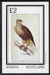 Staffa 1981 Buzzard imperf deluxe sheet (Â£2 value) unmounted mint, stamps on birds, stamps on birds of prey, stamps on buzzards