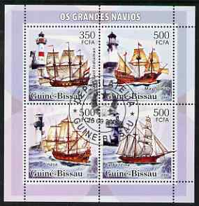 Guinea - Bissau 2006 Ships & Lighthouses perf sheetlet containing 4 values fine cto used, stamps on ships, stamps on lighthouses