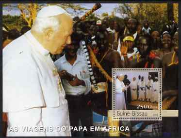 Guinea - Bissau 2003 Pope's Travels to Africa perf s/sheet containing 1 x 2500 value unmounted mint Mi BL 441, stamps on personalities, stamps on pope, stamps on popes, stamps on religion, stamps on , stamps on pope