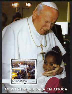 Guinea - Bissau 2003 Pope's Travels to Africa perf s/sheet containing 1 x 3500 value unmounted mint Mi BL 443, stamps on personalities, stamps on pope, stamps on popes, stamps on religion, stamps on , stamps on pope