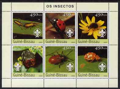 Guinea - Bissau 2003 Insects perf sheetlet containing 6 x 450 values unmounted mint Mi 2630-35, stamps on insects