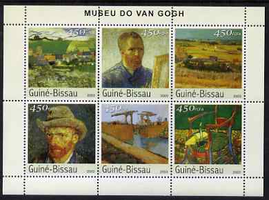 Guinea - Bissau 2003 The Van Gogh Museum perf sheetlet containing 6 x 450 values unmounted mint Mi 2682-87, stamps on arts, stamps on museums, stamps on van gogh, stamps on personalities