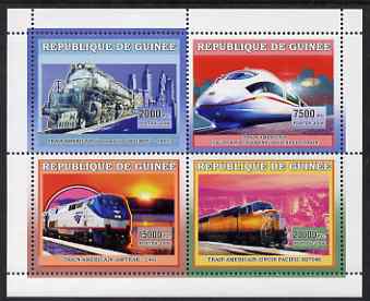 Guinea - Conakry 2006 American Trains perf sheetlet containing 4 values unmounted mint, stamps on railways, stamps on americana