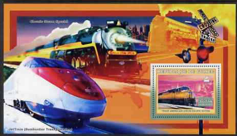 Guinea - Conakry 2006 American Trains perf s/sheet #4 containing 1 value (Union Pacific SD70M) unmounted mint , stamps on railways, stamps on americana