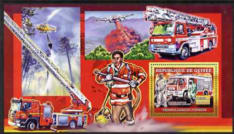 Guinea - Conakry 2006 European Fire Engines perf s/sheet #1 containing 1 value (German) unmounted mint , stamps on fire, stamps on aviation, stamps on helicopters
