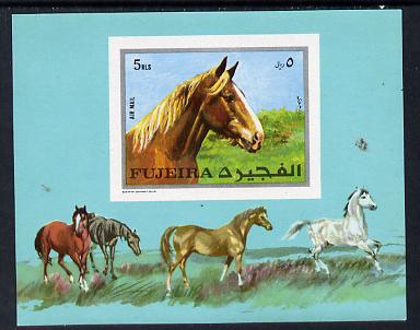Fujeira 1970 Horses imperf m/sheet (Mi BL 33B) unmounted mint, stamps on animals  horse