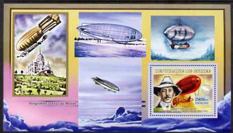 Guinea - Conakry 2006 Airships perf s/sheet #1 containing 1 value (Santos-Dumont) unmounted mint , stamps on aviation, stamps on airships, stamps on 