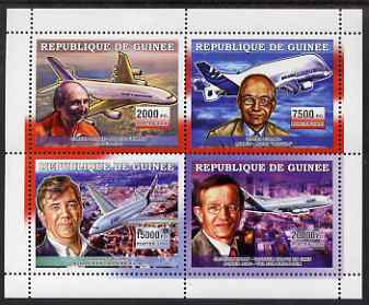 Guinea - Conakry 2006 Airbus A380 perf sheetlet containing 4 values unmounted mint, stamps on aviation, stamps on airbus